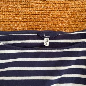 Navy and white stripe boat neck sailor shirt cotton long-sleeve